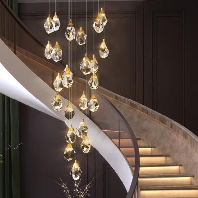 China Modern Designed Mall Exhibition Hall Modern Staircase Lighting Decorative Hanging Lamp Art Crystal Pendant Light for sale