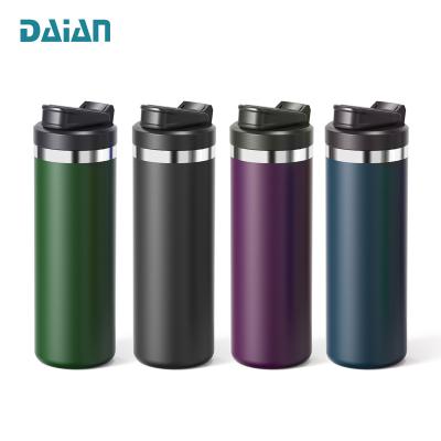 China Sustainable New Design Folding Handle Vacuum-Insulated 20oz Wide Mouth Stainless Steel Water Bottles Outdoor for sale