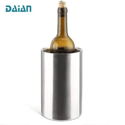 China Daian Stainless Steel Double Wall Wine Cooler Ice Bucket Wine Champagne Bottle Refrigerator Stored Bucket for sale