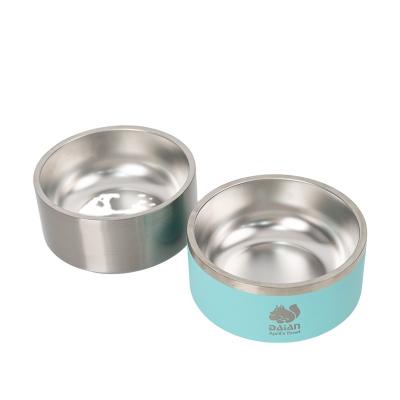 China Sustainable Stainless Steel Dog Bowl Pet Food Container With Rubber Base For Food And Water for sale