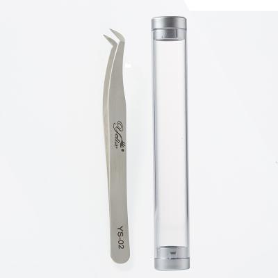 China Personal Eyelash Extension Tweezers Stainless Steel Tweezers Yelix YS-02 Slant Top Grade Standard Label Maker for sale