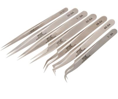 China High Precision Stainless Steel Vetus SA Series Tweezers Sharp Tip For Professional Eyelash Extensions Non-Magnetic Maintenance Tool for sale