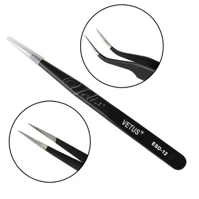 China Beauty Care Cosmetics Factory Discount Price Yelix ESD-10 Curved Extension Lash Extension Precise Tip Volume Tweezers Eyelash Tweezer for sale