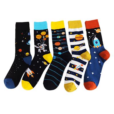 China Fashion Anti-Fault Socks Logo Crew Sport Socks For Men Long Fashion Happy Color Cotton Cartoon Male Custom Men's Socks for sale