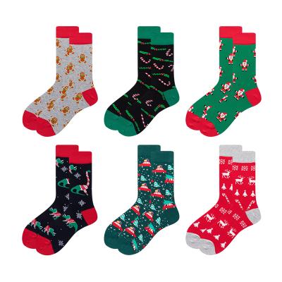 China Anti-Fault Custom With Logo Fashion Color Cotton Christmas Socks Male Happy Long Socks Men Custom Design Socks Size 41-46 Free Sample for sale