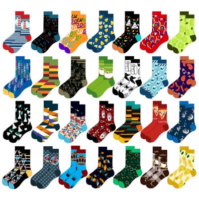 China Custom Logo Men's Breathable Socks Fashion Colorful Logo Long Crew Happy Socks Sports Cotton Creative Socks For Men Dropshipping for sale