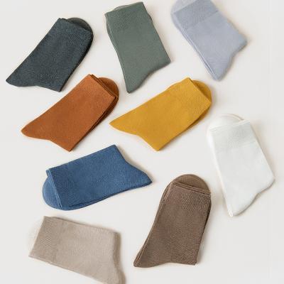 China Antibacterial Custom Socks Men's Solid Color 2021 New Autumn Winter Pure Cotton Dress Socks Men's Fashion Breathable Long Socks Absorb Sweat for sale