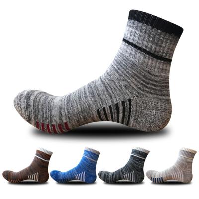 China Anti-Fault Custom With Logo Sport Socks Men Autumn Winter Socks Cotton Thick Striped Basketball Booties Male for sale