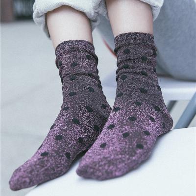 China Anti-Fault Custom With Logo Women Socks Silk Bling Color Dots Socks Girls High Quality Fashion Ankle Shorts Bangs LZD Dropshipping for sale