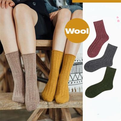 China Anti-Fault Custom With Logo Women Socks 2021 New Fashion Long Bangs Solid Color Crew Winter Woolen Socks For Female for sale