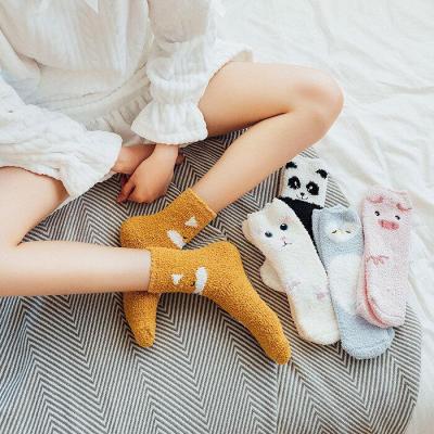 China Fuzzy Socks Thick Soft Fleece Winter Color Women Sock Antibacterial Warm Cute Cartoon Women's Long Socks Dropshipping for sale