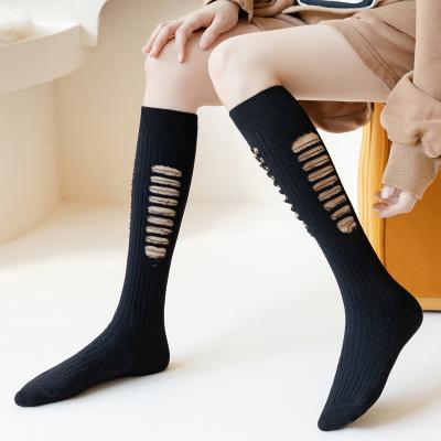 China Hot Selling Anti-Fault Women's Stockings 2021 Fashion Cotton Knee High New Boots Autumn Winter Solid Color Long Socks Women Japanese Style for sale