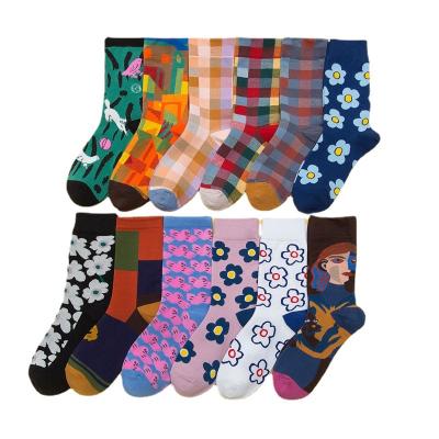 China Best Selling Women's Happy Socks Antibacterial Color Cotton Fashion Women Fashion Long Design Socks Dropshipping Women Socks for sale