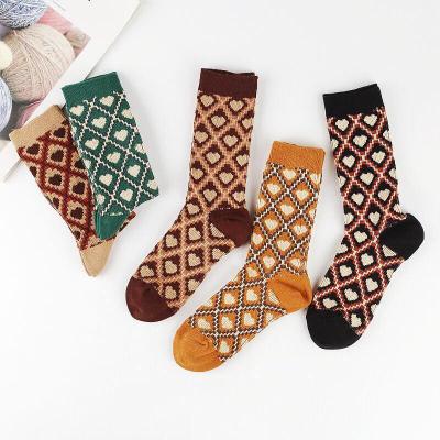 China Anti-foul Slouch socks 2021 new Japanese fashion women long sock high quality cute heart Korean style cotton knitted socks for women for sale