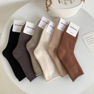 China Japanese Style Ladies Winter Breathable Socks Autumn Winter Long Solid Color Terry Socks For Girl Cotton Fashion Anti-Fault Women Socks New for sale