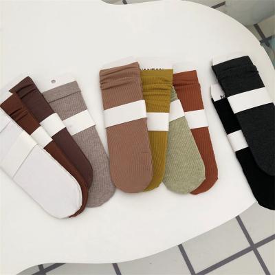 China Anti-Fault Socks Color 2021 New Women's Korean Fashion Long Socks Fashion Breathable Crew Cotton Socks Solid Color Female Dropshipping for sale