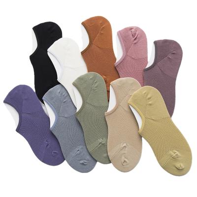 China Best Selling Antibacterial Invisible Breathable Slip Logo Mesh Socks Custom New Fashion Solid Color Cotton Women Ankle Socks Summer Anti Slip for sale