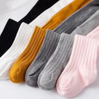 China 2021 New Fashion Solid Color Autumn Sporty Pink Children Combed Cotton Pantyhose Baby Tights For Babies Dropshipping for sale