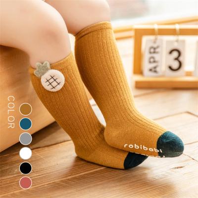 China Sporty baby bumps 2021 New Autumn Combed Cotton Knee High Infant Crew Socks Children Kids Cute Fruit Anti-skid Stockings for sale