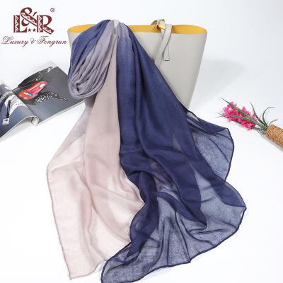 China 2022 Lightweight Polyester Chiffon Voile Women's Scarf Patchwork Color Women's Shawl Scarf No Moq For Drop Shipping And Wholesale for sale