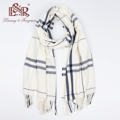 China Warm Female Plaid Cashmere Women Foulard Long Tassel Pashmina Bandana Shawl And Polyester Winter Wrap Scarf for sale