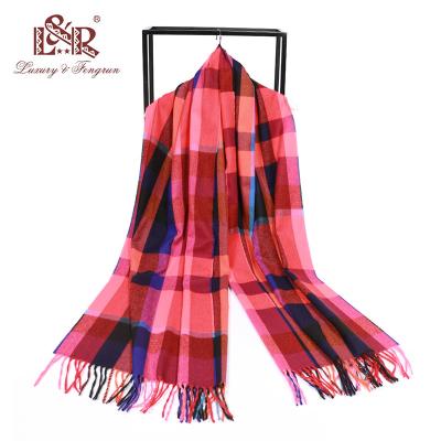 China Long Luxury Warm Pashmina Foulard Women Cashmere Winter Scarf Polyester Plaid Female Scarves for sale