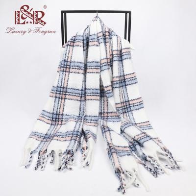 China Wraps Mujer Women Cashmere And Plaid Scarves Acrylic Hijab Shawl Winter Warm Scarf for sale