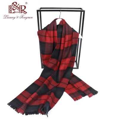 China 2022 acrylic fashion double plaid cashmere scarves pashmina shawls and wraps winter scarf for women for sale