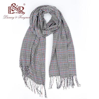 China 2022 Acrylic Lady Wrap Winter Women Knitted Warm Scarf Pashmina Bandana Plaid Woolen Neck Scarf for sale