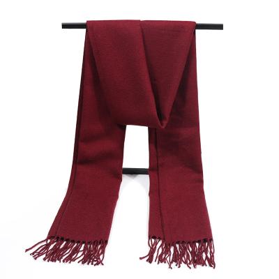 China Solid 190cm wool winter shawls pashmina cashmere men women men scarf with tassel for sale