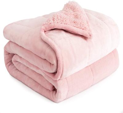 China New Arrival Wearable Warm and Cozy Blush Fluffy Cozy Plush Pink Blanket Sherpa Shear Weighted Blanket for sale