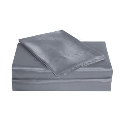 China Disposable satin sheet set included fitted sheet and flat sheet case and 2 pillows for sale