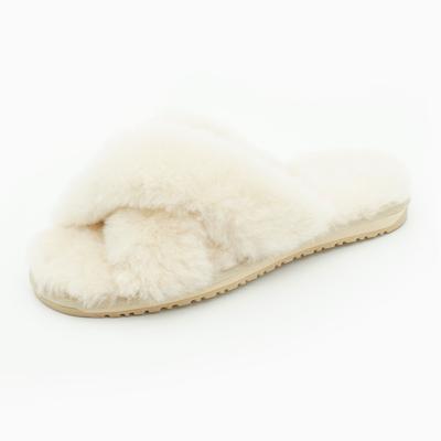 China Cushioning custom colored faux fur slipper uggh slides for women for sale