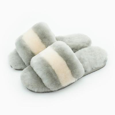 China Cushioning Wholesale Custom Comfort Fluffy Fur Factory Logo Outsole Flexible Home Slide Slippers for sale