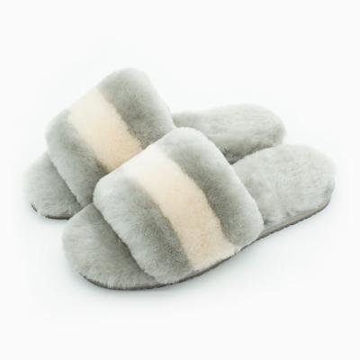 China Cushioning New Fashion Australian Plush Slide Women's Outdoor And Indoor 100% Sheepskin Fluffy Slippers For Girls for sale