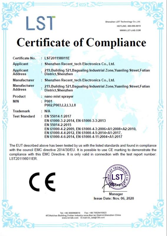 CE - Shenzhen Recent_tech Electronics Co., Ltd.