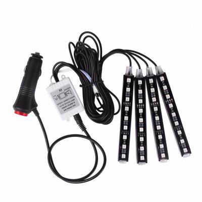 China RGB 5050 LED Car Light ET Voice Control Remote Car Interior Decorative Lights RGB Strip Atmosphere Lights For Car for sale