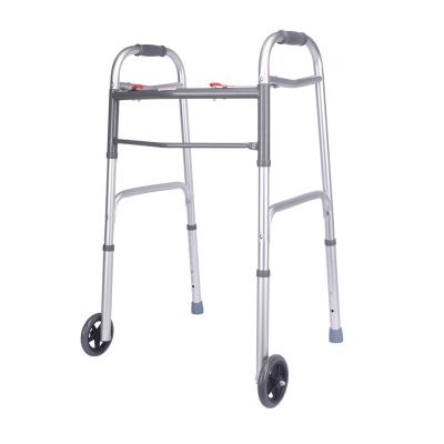 China Lightweight Adjustable 8 Levels Legs Standing Sight Aid Aluminum Folding Walking Walker With Wheel For Disabled for sale