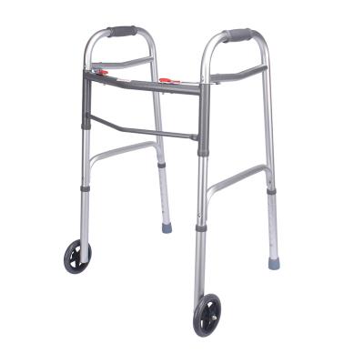 China 8 Legs Two Levels Adjustable Button Crutch Walk Aid Aluminum Walking Assistive Folding Walker With Wheels for sale