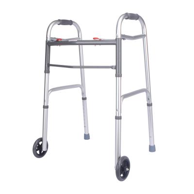 China Factory Price 8 Levels Cheap Price Adult High Quality Aluminum Steel Frame Adjustable Legs Aid Walker Walker With Wheel For Elderly for sale