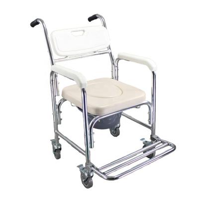 China Aluminum/HD-PE Bedroom Portable Toilet Chair Adjustable Commode Shower Wheelchair For Adults With Toilet Seat for sale