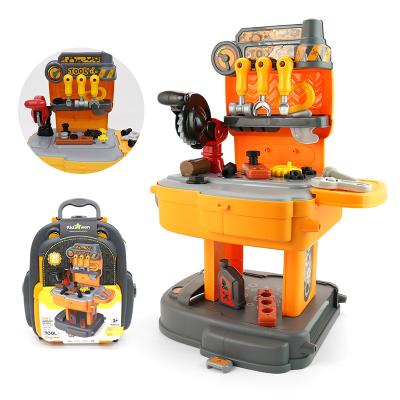 China Pretend Tool Kit Kids Educational Toy Plastic Toy Set Kidewan OEM Repair Portable Tool Bench Pretend Play Set Tool Toy For Boys for sale