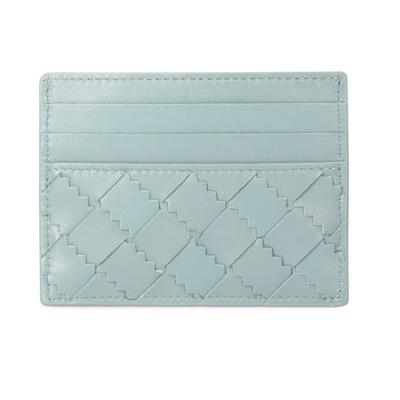 China Fashion Full Grain Leather Desk Card Holder Embossed Logo Cute ID Card Holder for sale