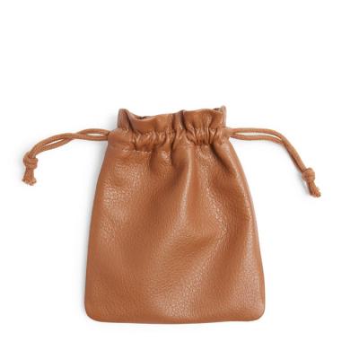 China Fashion Custom Logo Genuine Leather Gift Bag Jewelry Drawstring Pouch for sale