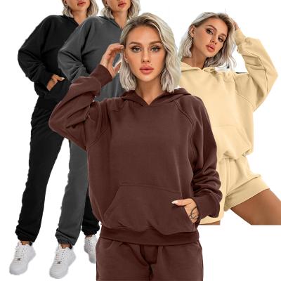 China Thick brown hoodies and seller warm winter anti-pilling sports tracksuit set simple loose tracksuit sets for sale