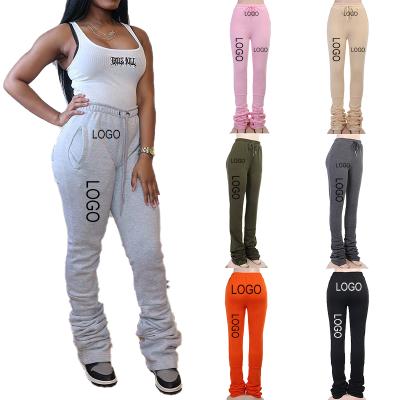 China New Style Anti-Static High Elastic Waist Stacked Joggers Pants With Side Pockets Sweatpants Woman for sale