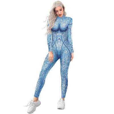 China 2020 Newest Breathable Halloween Sequin Onesie Adult Queen Of The Sea Costume Halloween Outfits for sale