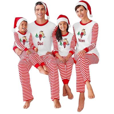 China 1 Moq Family Christmas Breathable Long Pants 2 Piece Sets Stripes Loungewear Pajamas Kids Wholesale for sale