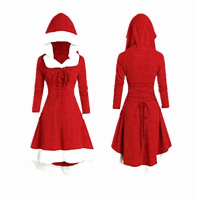 China Wholesale Anti-Static Bandage Hooded Christmas Patchwork Cheap Casual Clothing Vendors Women Dress for sale