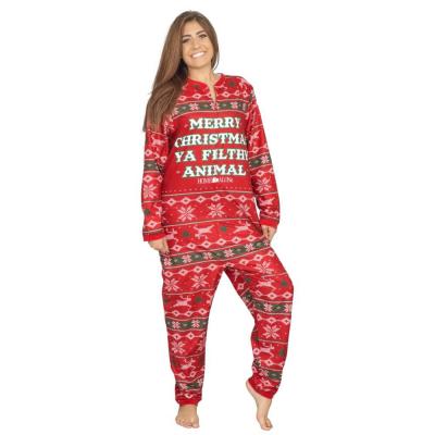 China Breathable red cotton 2XL homefit sleeveless long sleep wear christmas onesie pajamas for sale